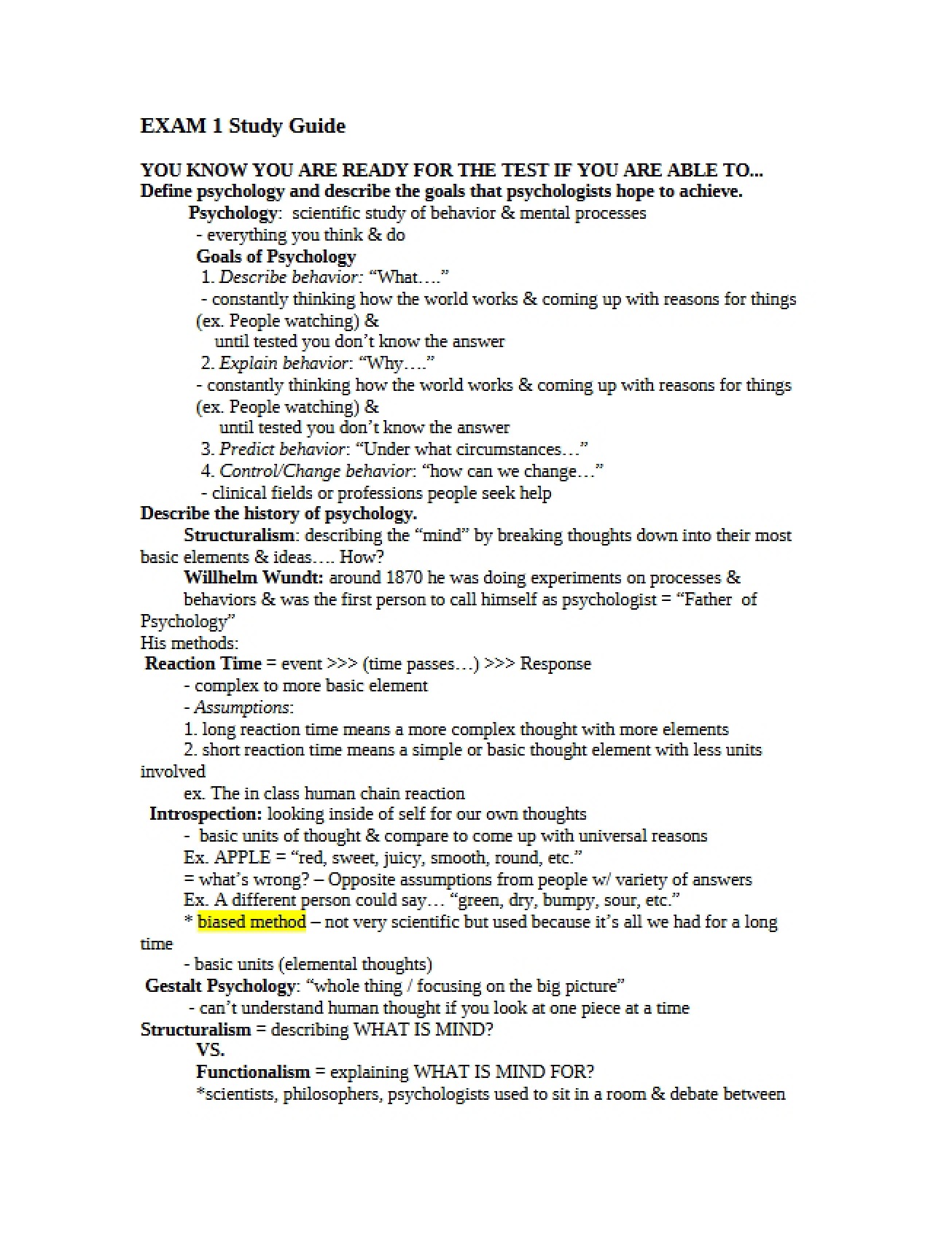 Guide for First Exam