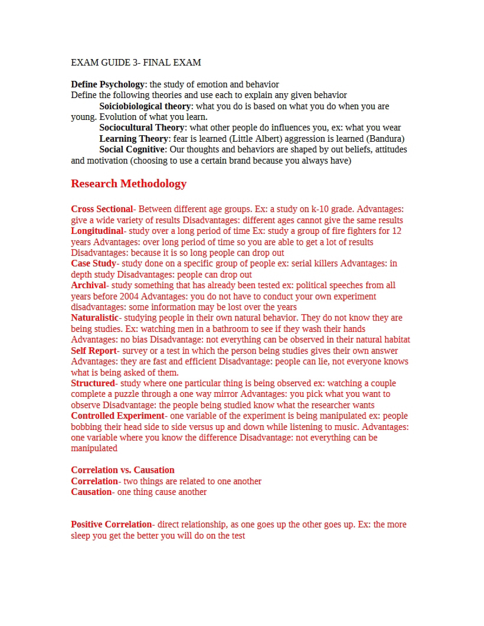 Finals Assessment