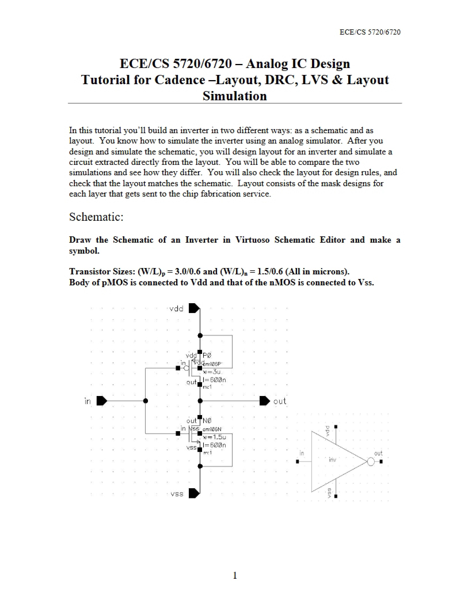 Cadence Tutorial LVS, DRC, and Layout for Analog ICs
