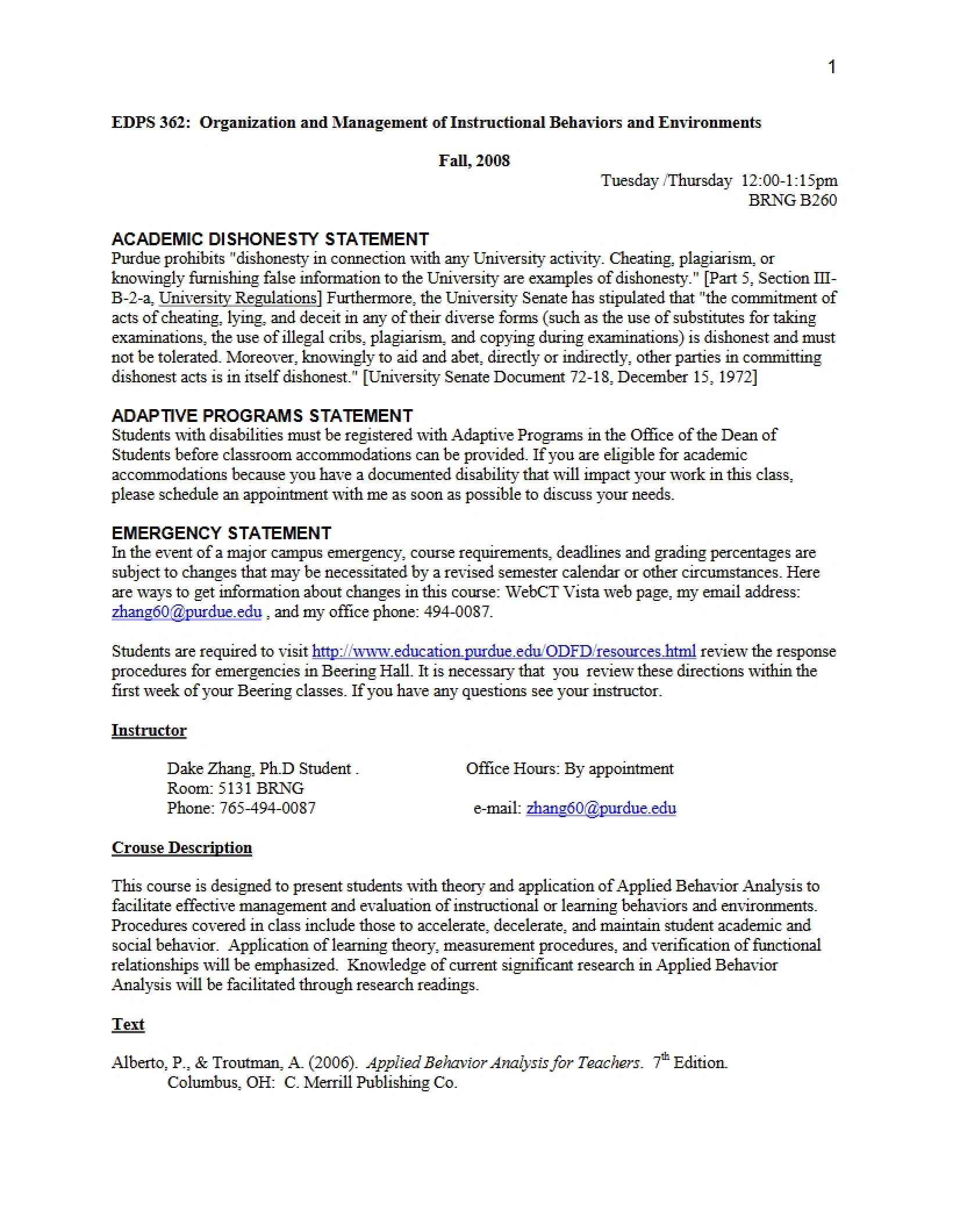 Syllabus - 6 Pages