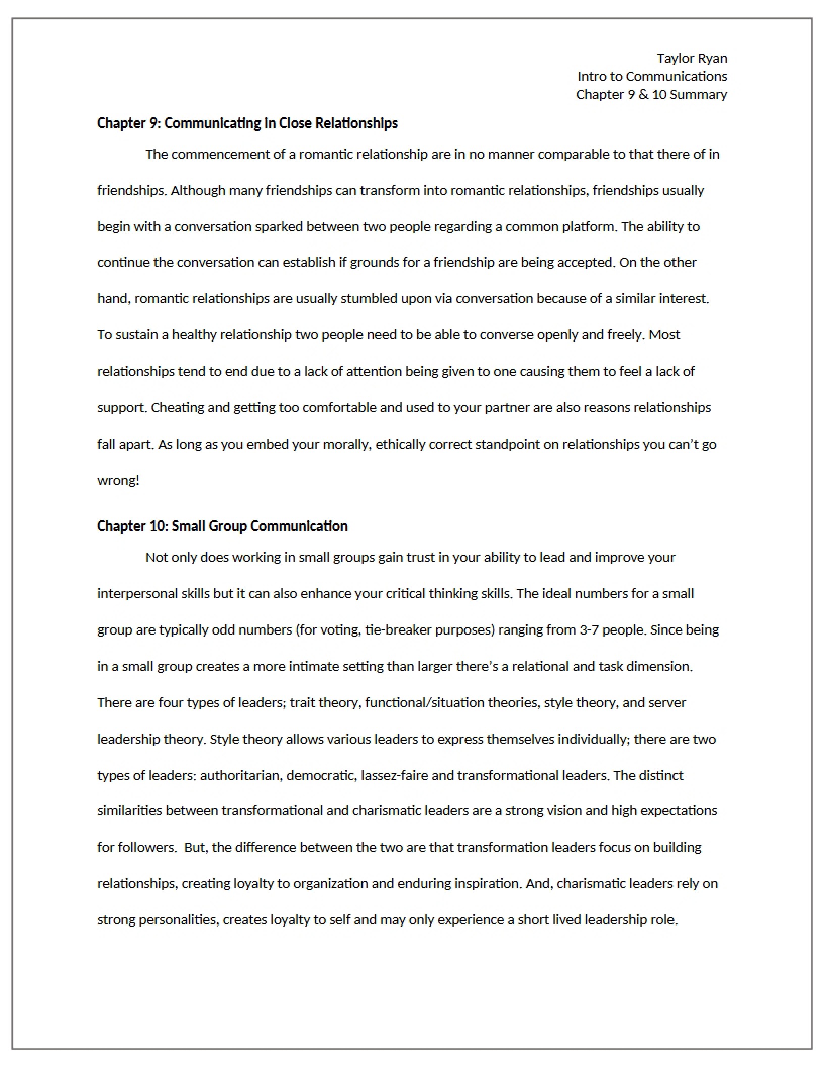 Communication in Close Relationships (Ch. 9)