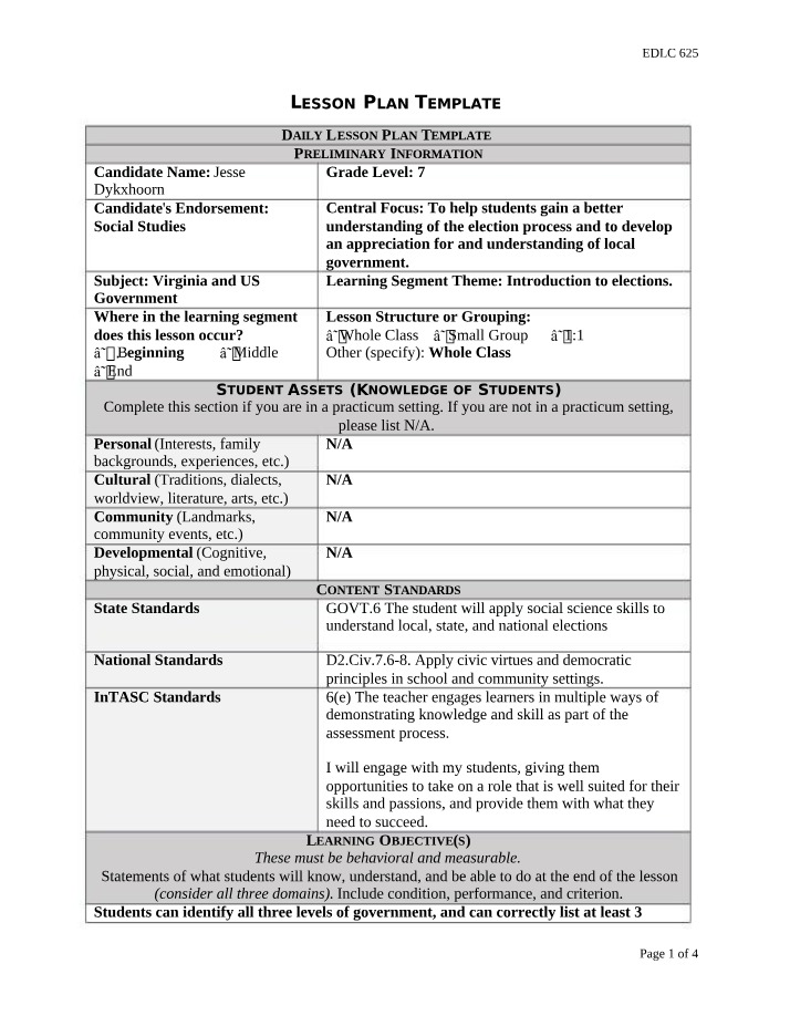 Understanding the Election Process - 7th Grade Lesson Plan