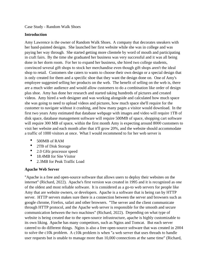 Choosing a Web Server for Online Business - A Case Study