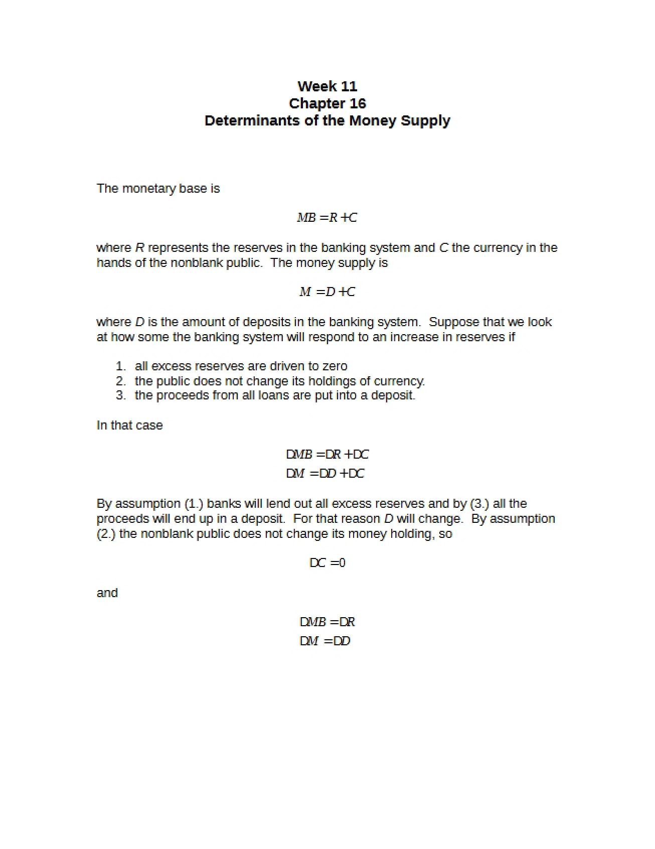 Money Supply Determinants