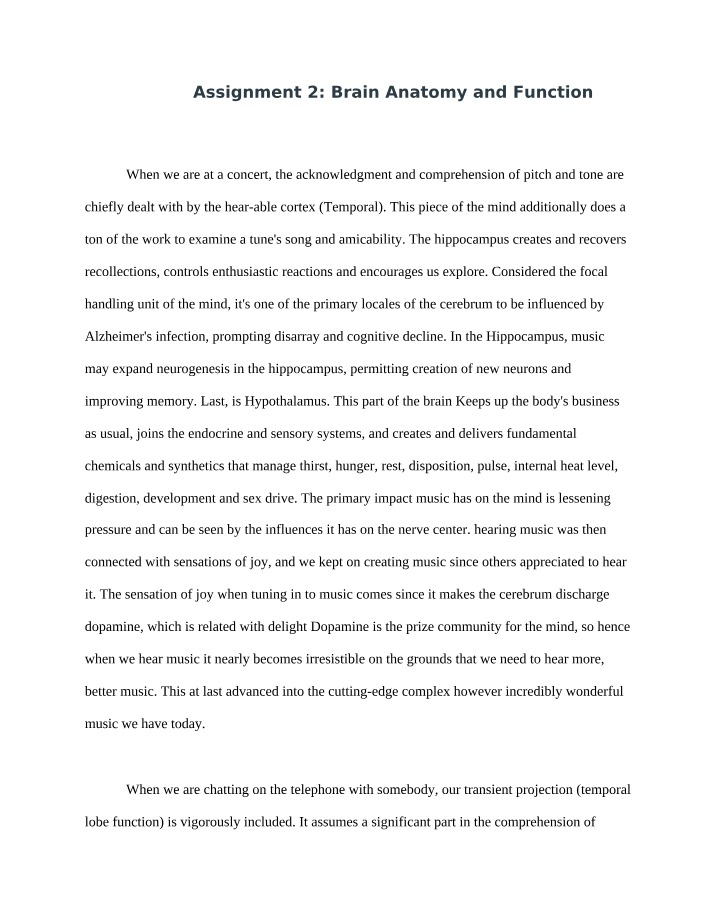 Brain Anatomy and Function - Assignment 2