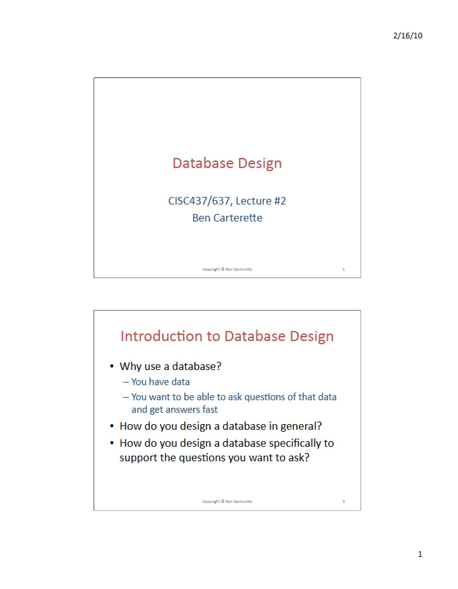 Designing Databases