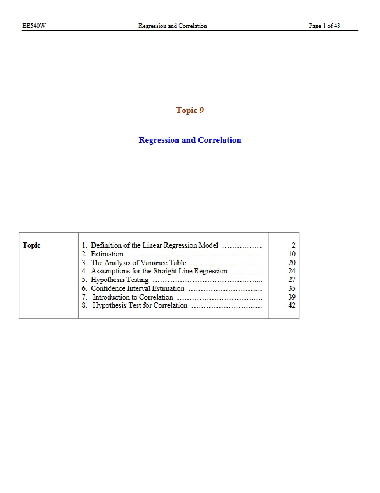 Correlation and Regression Analysis