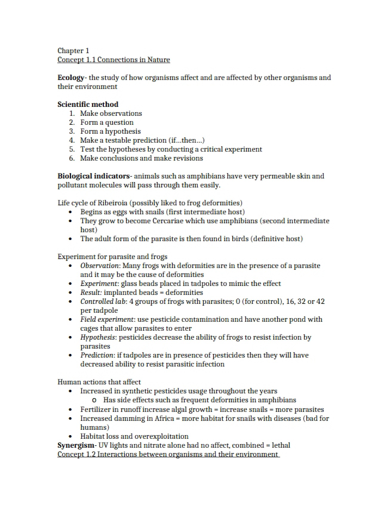 Ecology Chapter One