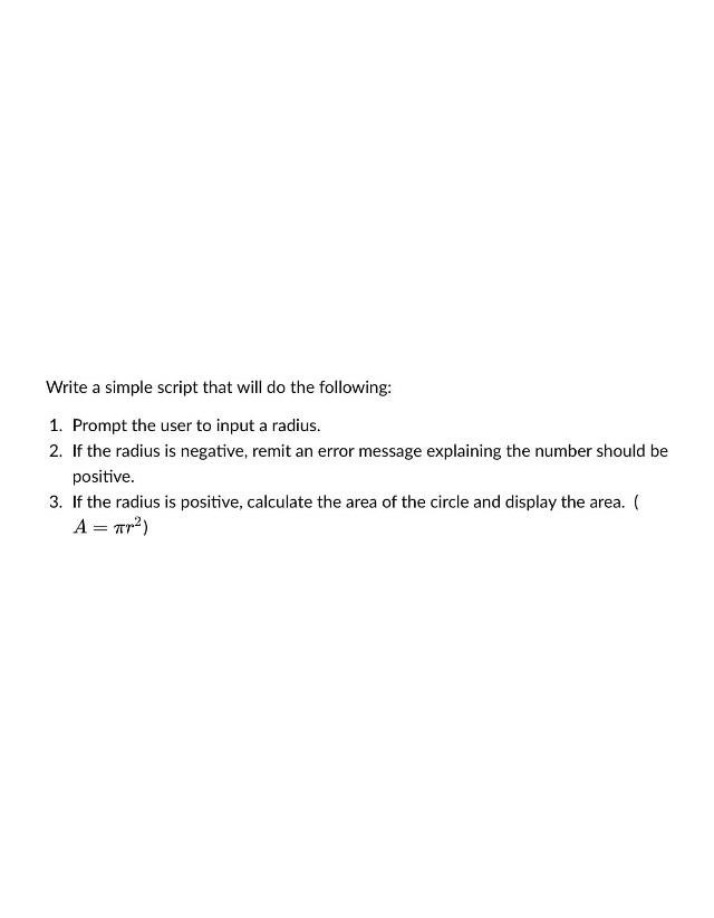 Circle Area Calculation Script
