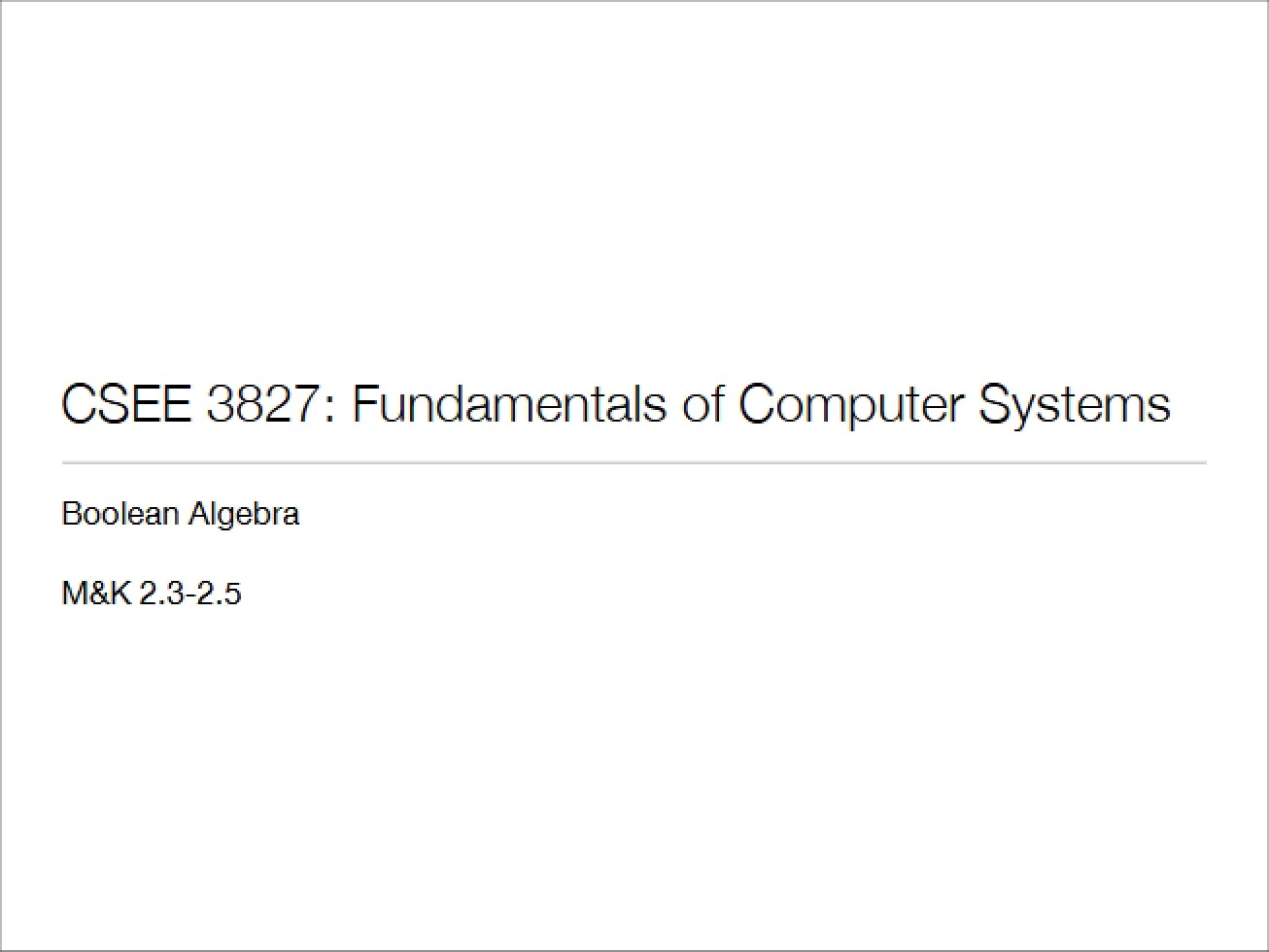Boolean Algebra
