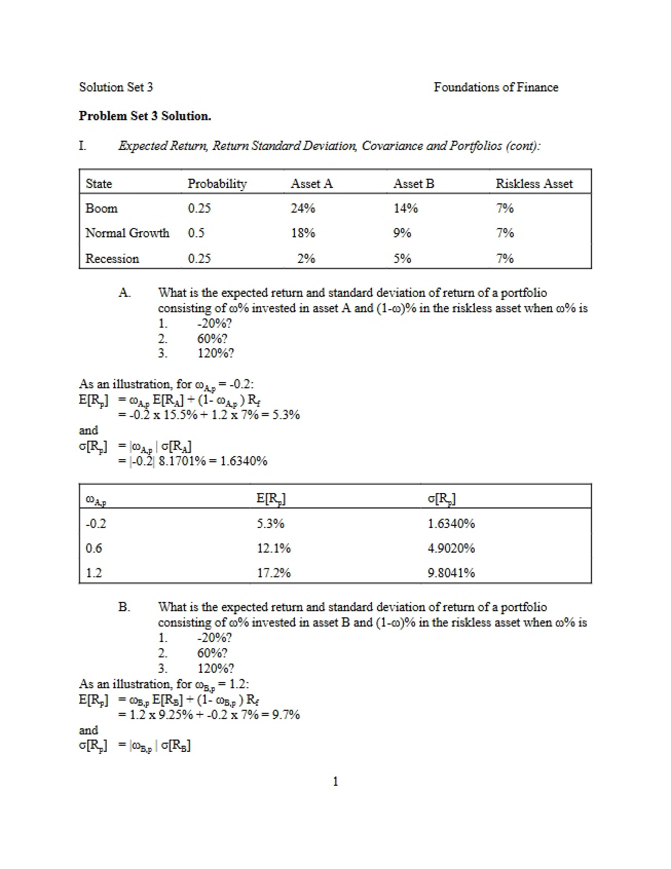 Third Problem Set for Finance Foundations