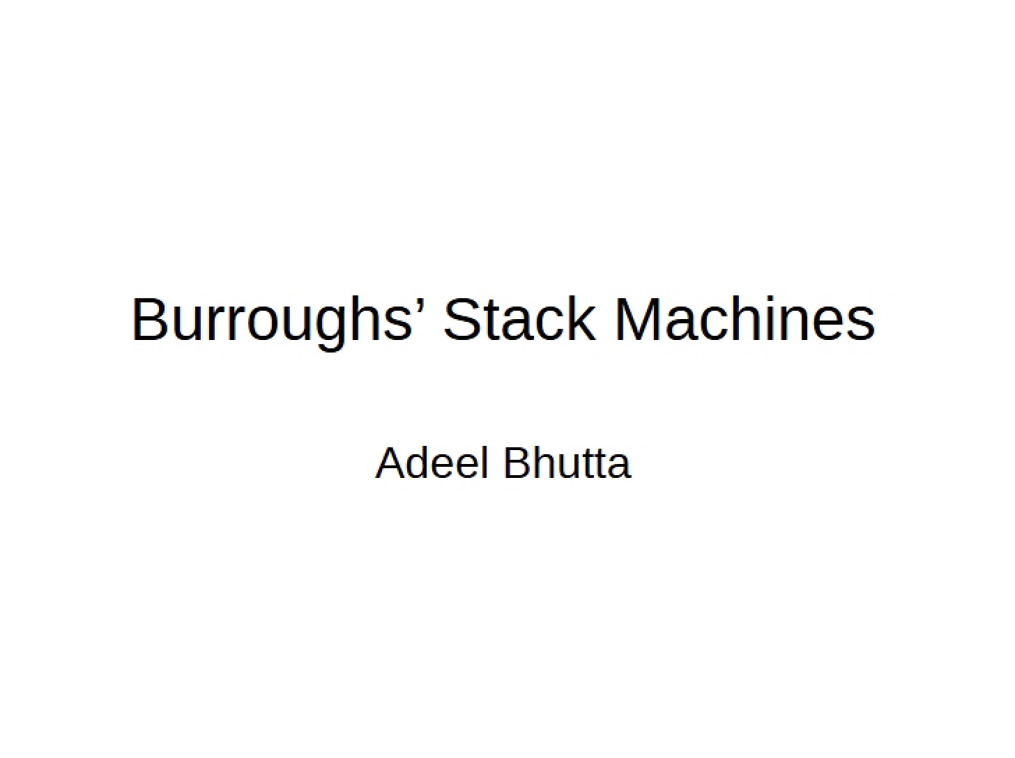 Stack Machines of Burroughs
