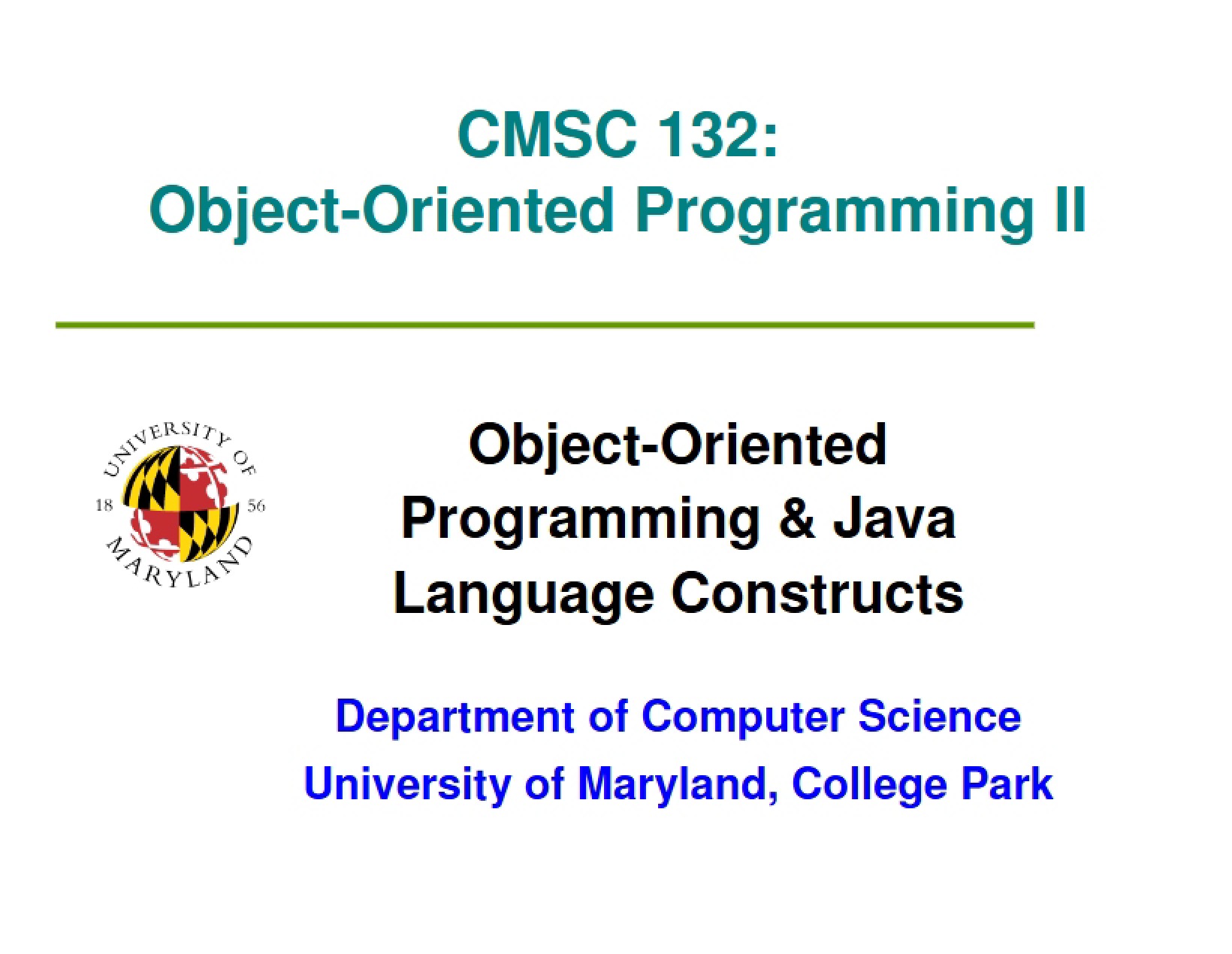 Java Language Constructs and OOP