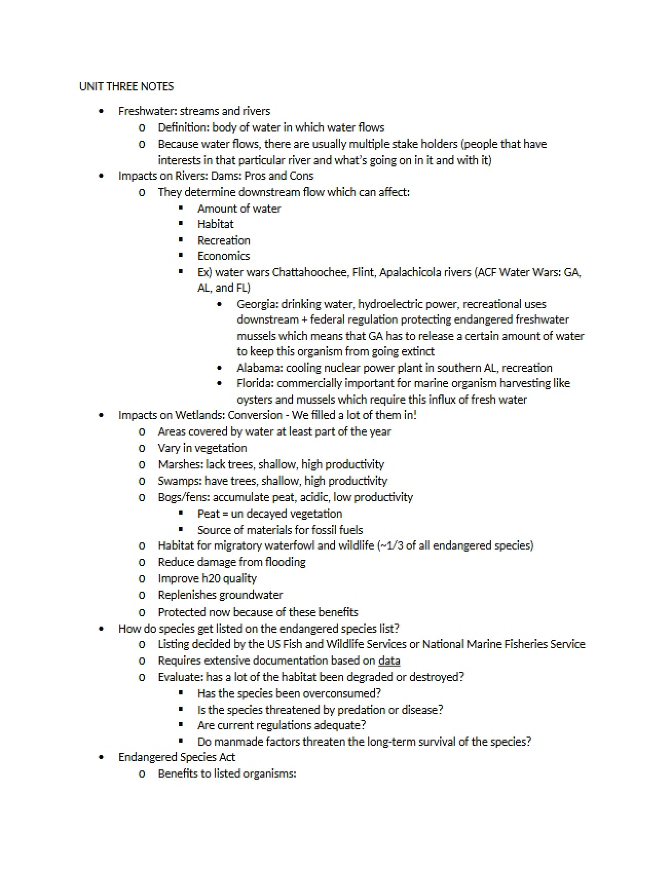Environmental Science Unit 3 Notes