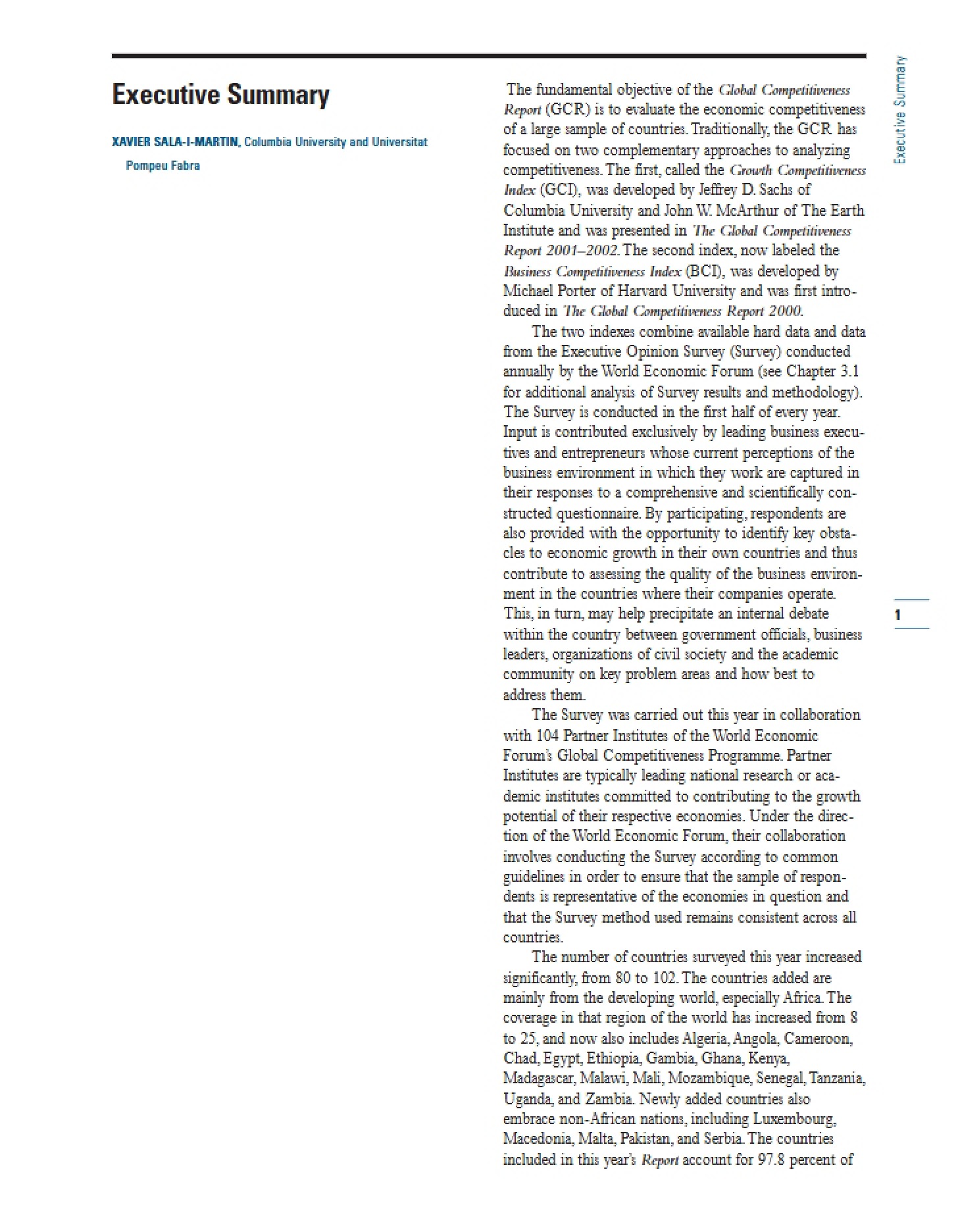 Report on Global Competitiveness