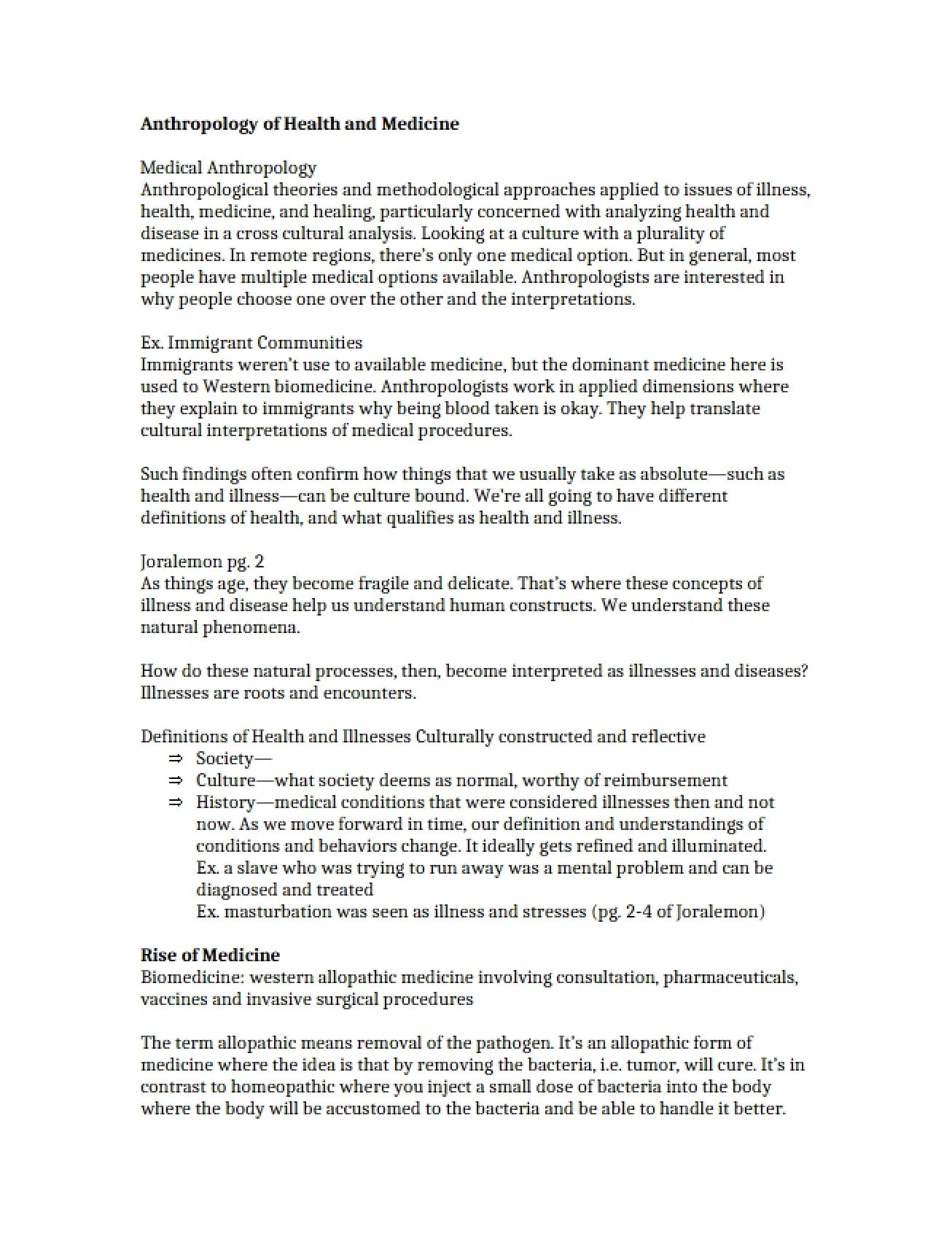 Medical and Health Anthropology