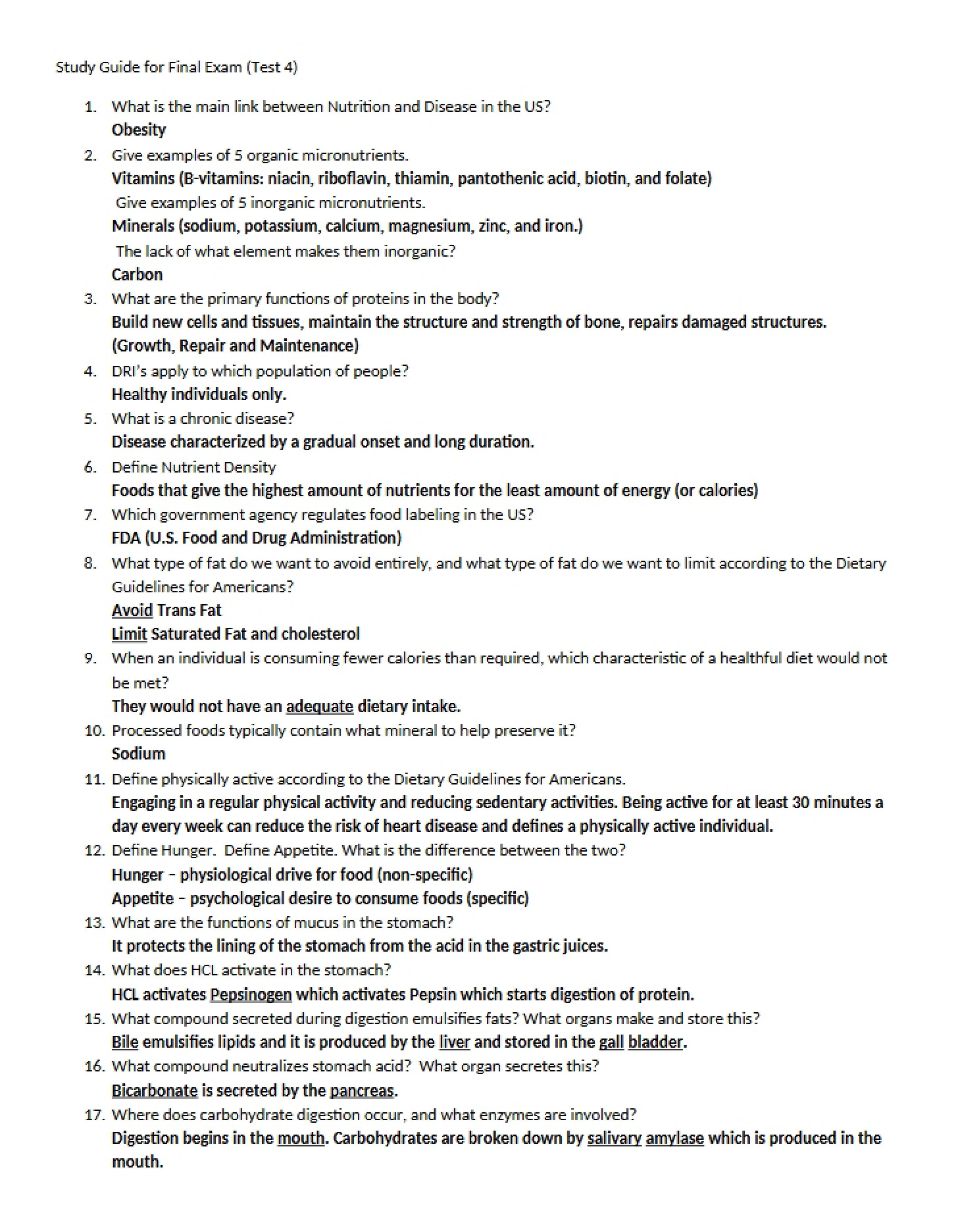 Review for Final Exam Test 4