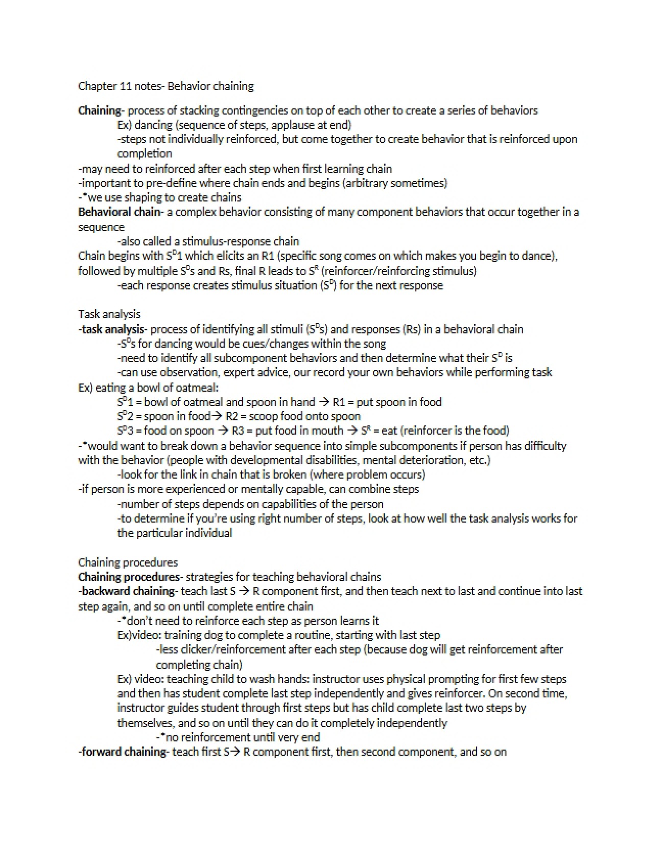 Chaining Behaviors: Chapter 11