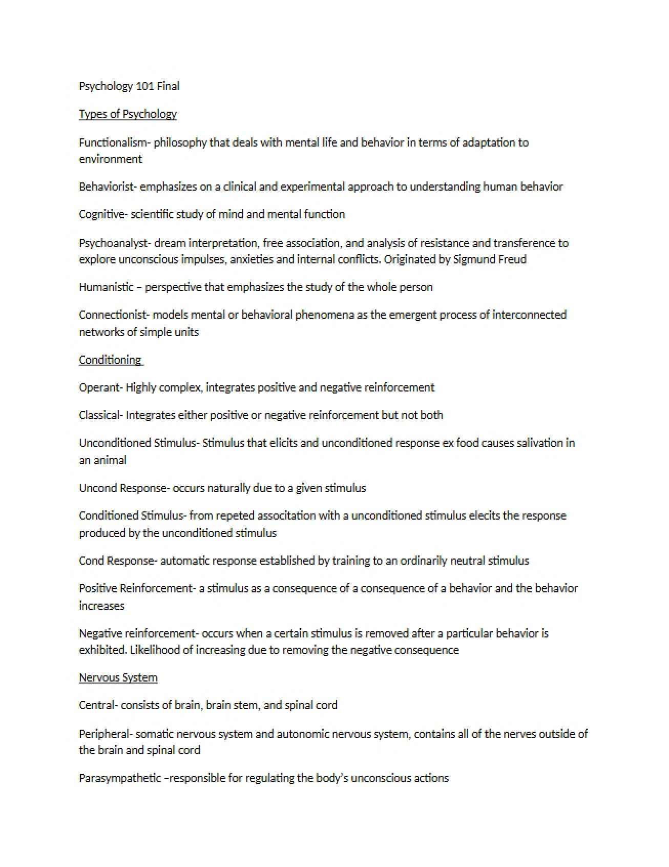 Psychology Classifications