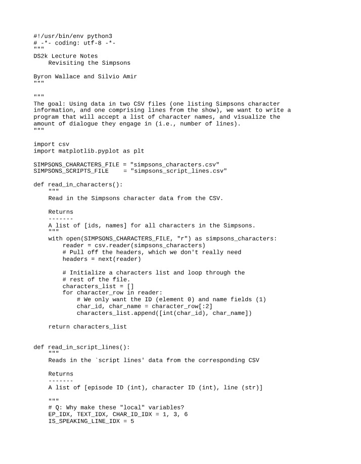 Analyzing Simpson Characters' Lines - Visualizing Dialogue