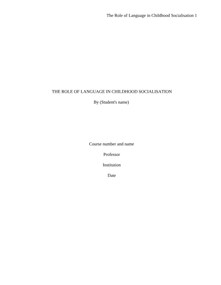 Childhood Socialisation and the Role of Language