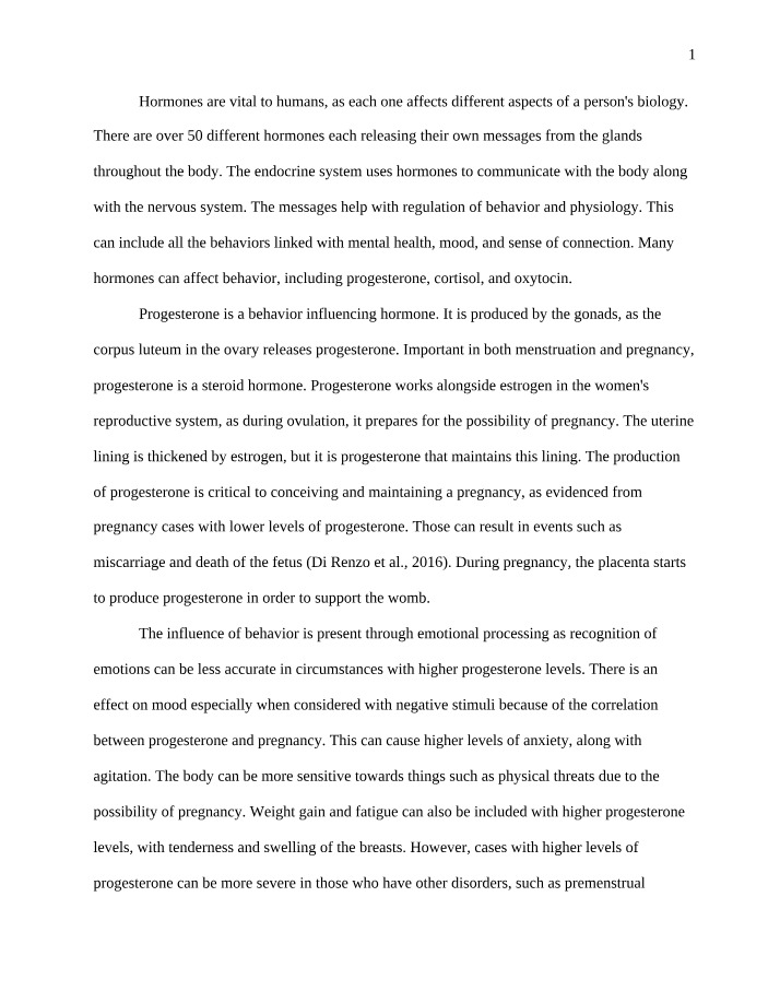 BIOL200 - Biological Psychology Essay