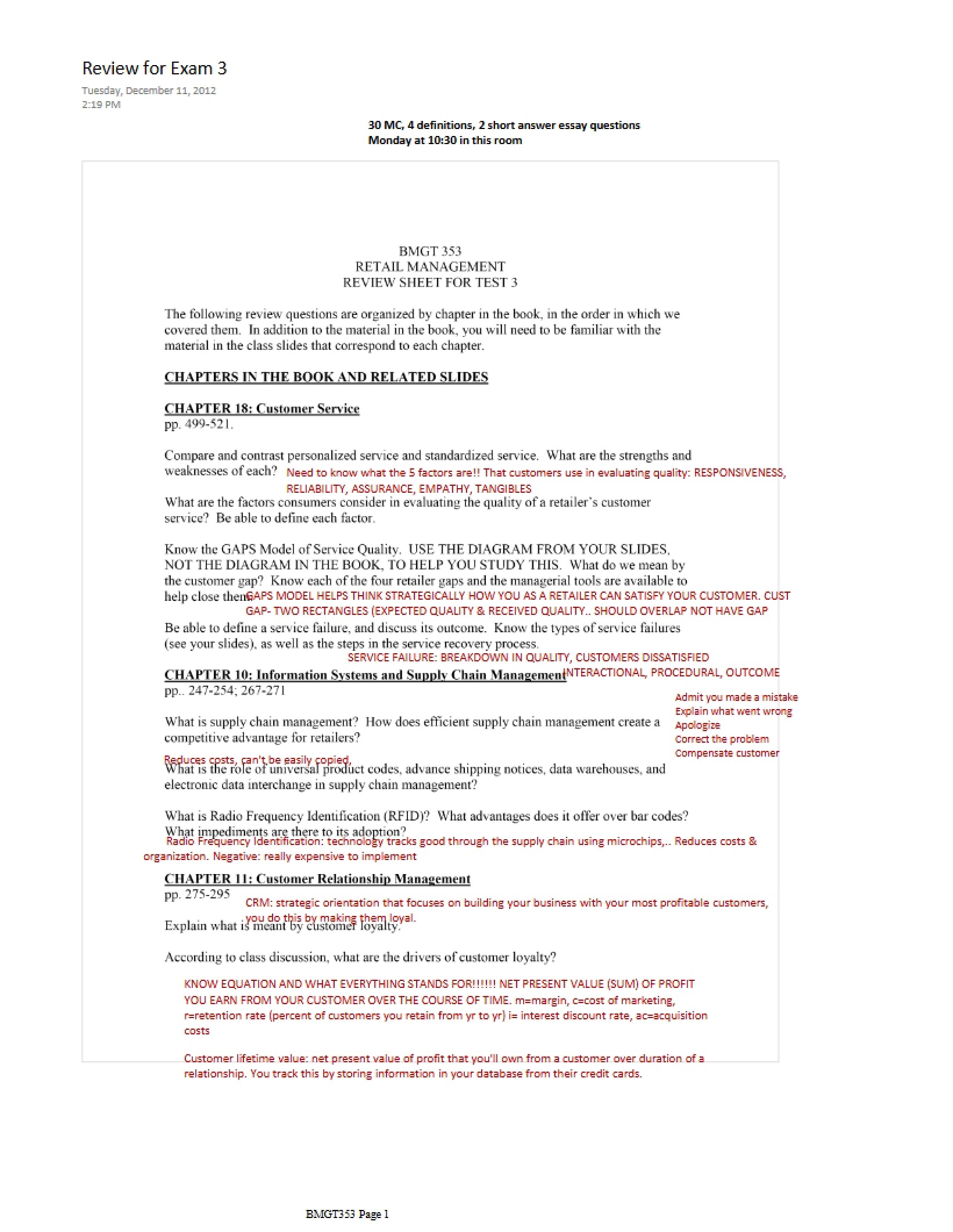 Third Exam - Retail
