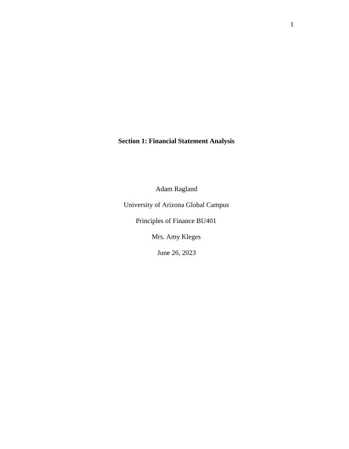 Week 1 Paper for BUS401