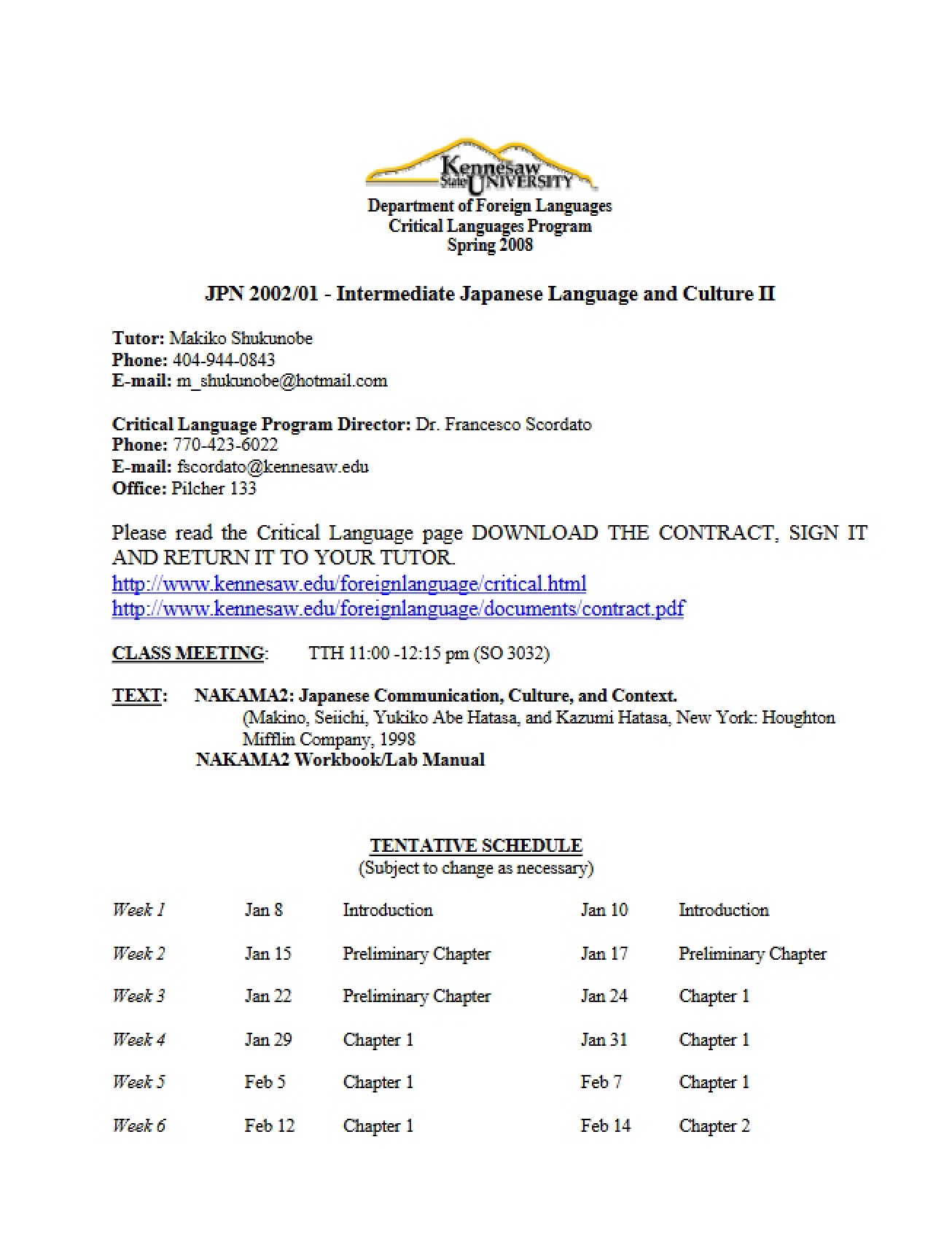 Introduction to Korean Language & Culture I Course Syllabus