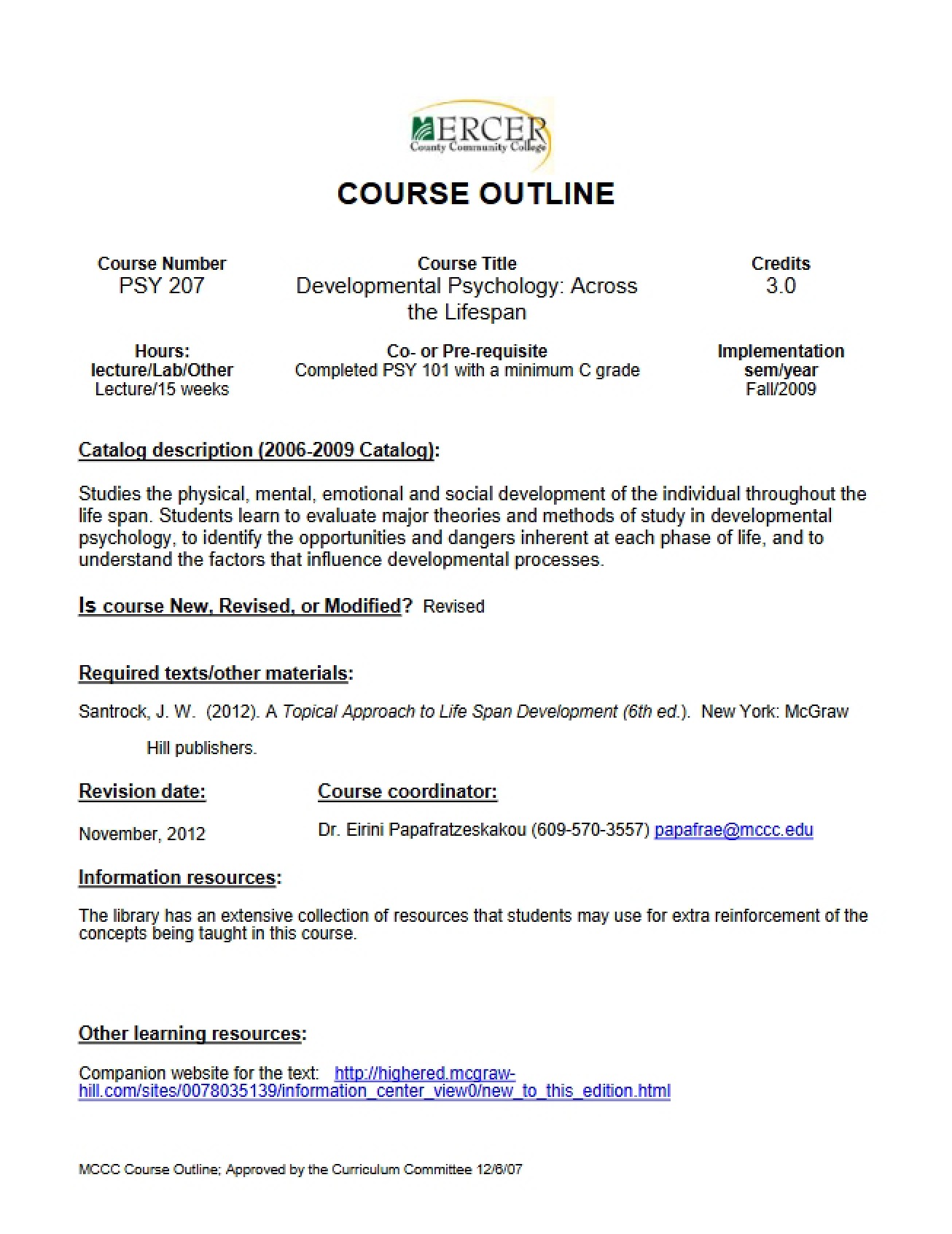 Developmental Psychology Outline