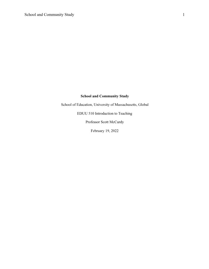 Benjamin Franklin Elementary - School and Community Study