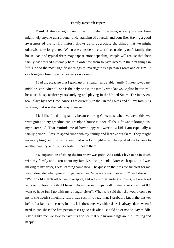 Research Paper on Family