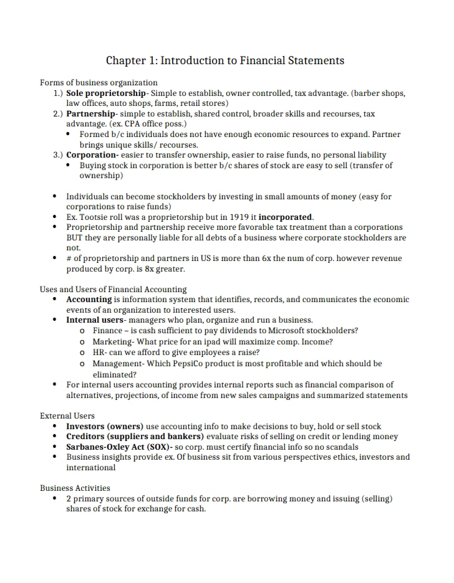 Intro to Financial Reporting Chapter 1