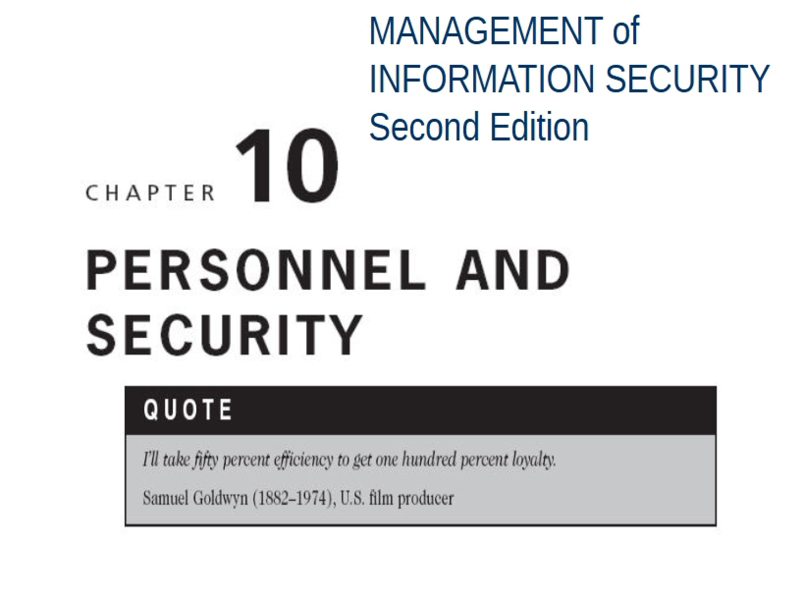 Personnel and Security Chapter 10