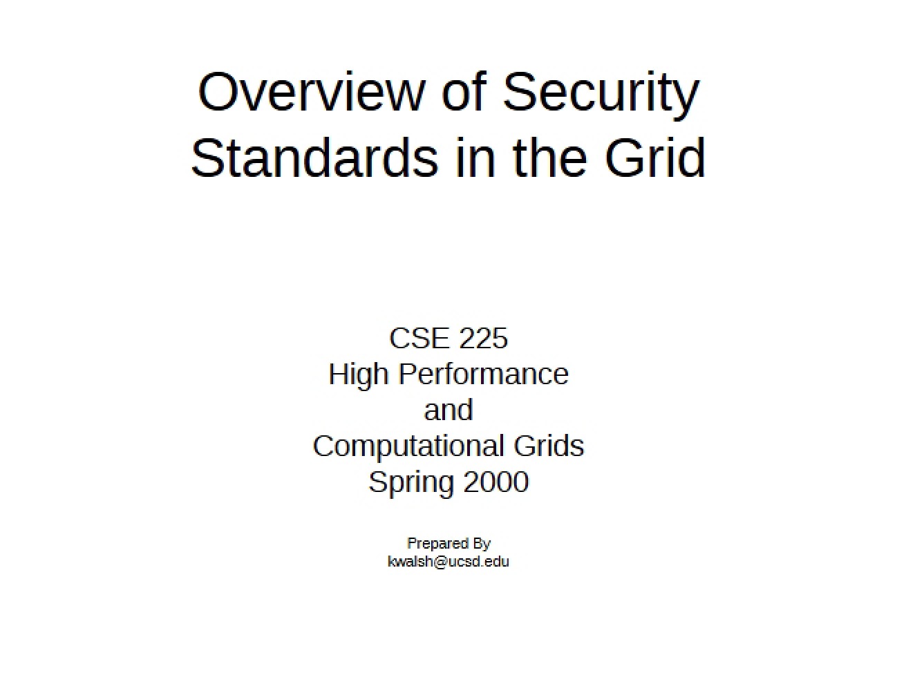Grid Security Standards Overview