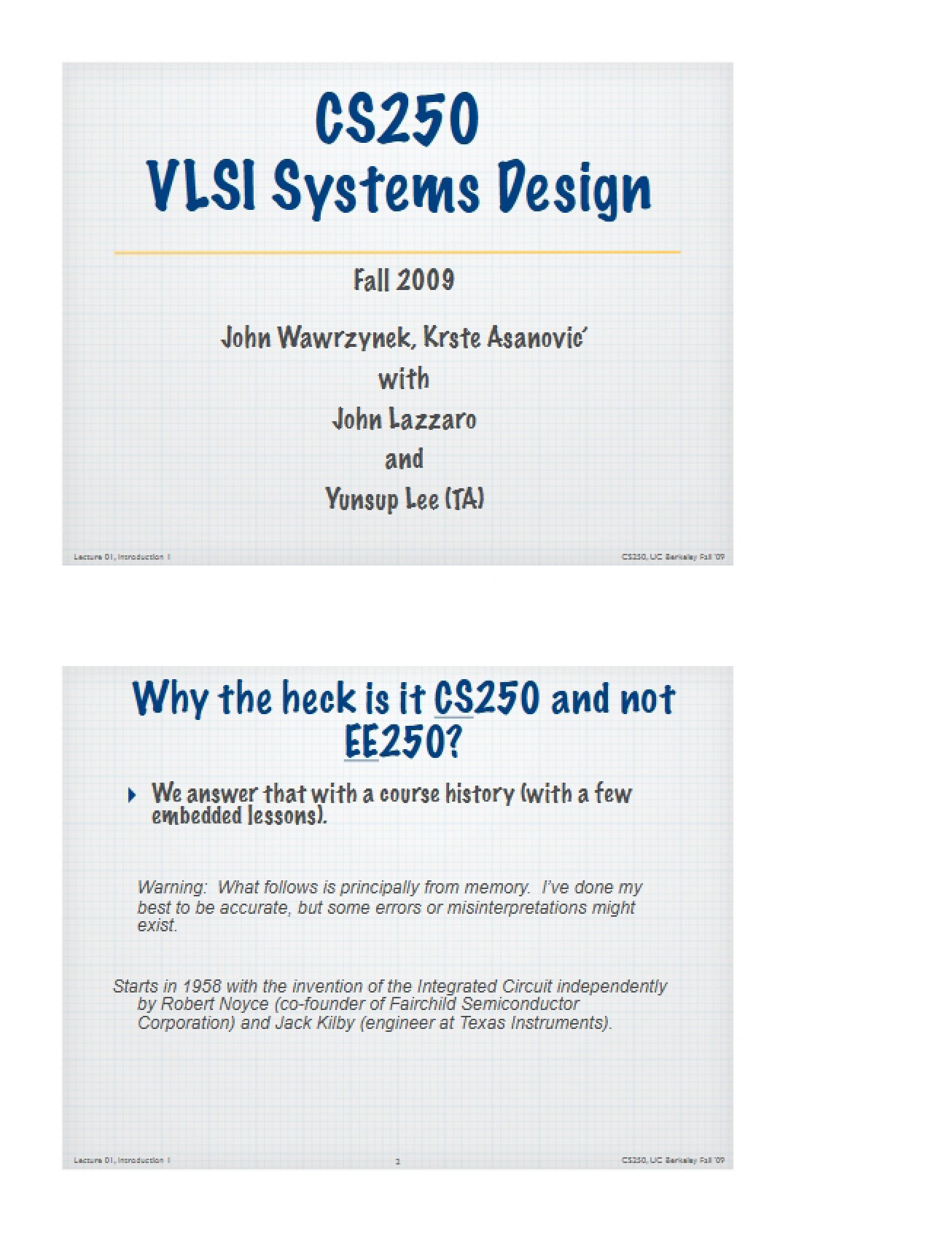 Lecture Notes VLSI Systems