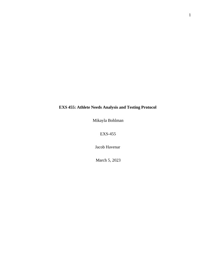 Volleyball Needs Analysis and Protocol for Athlete Performance