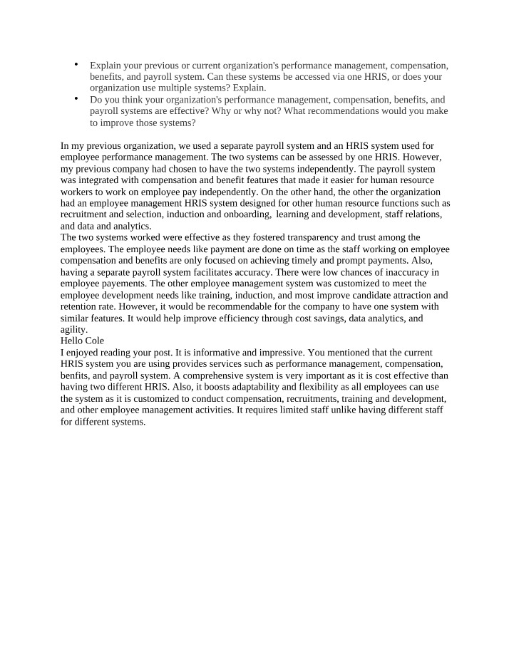 HRM 520 Discussion Week 8