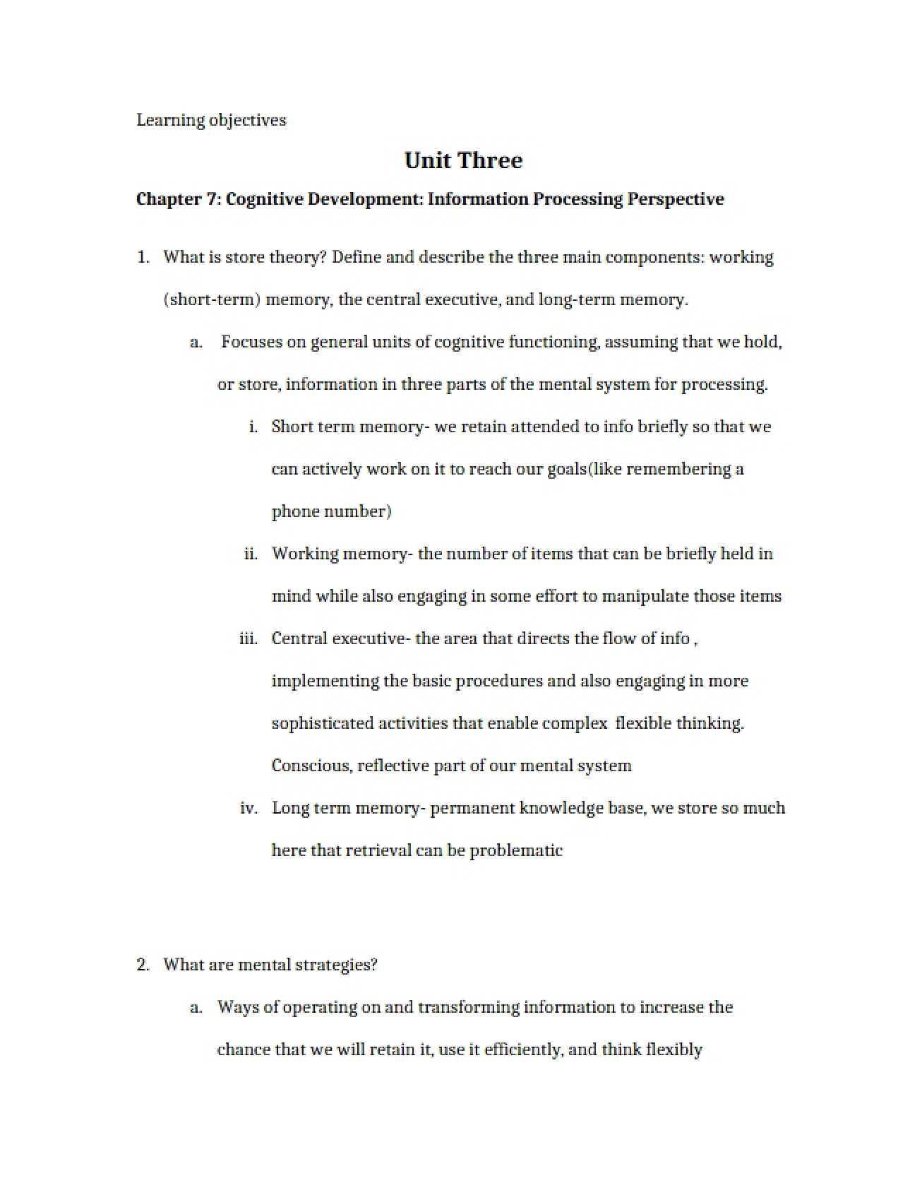 Introduction to Cognitive Development from Chapter 7
