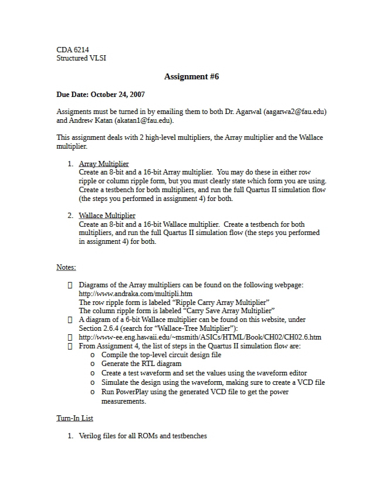 Sixth VLSI Assignment
