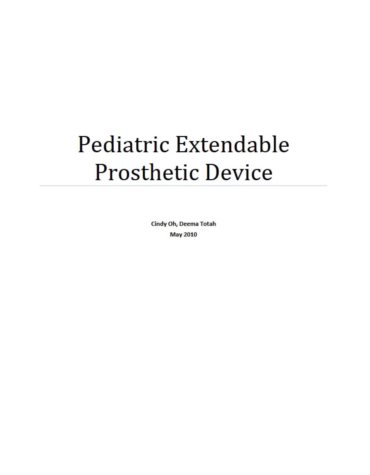 Extendable Prosthetic Device for Pediatrics