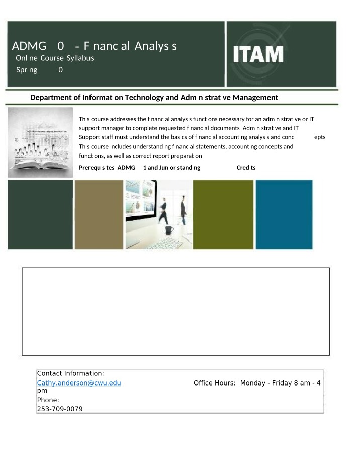 Spring 2022 Syllabus - ADMG 302 Financial Analysis