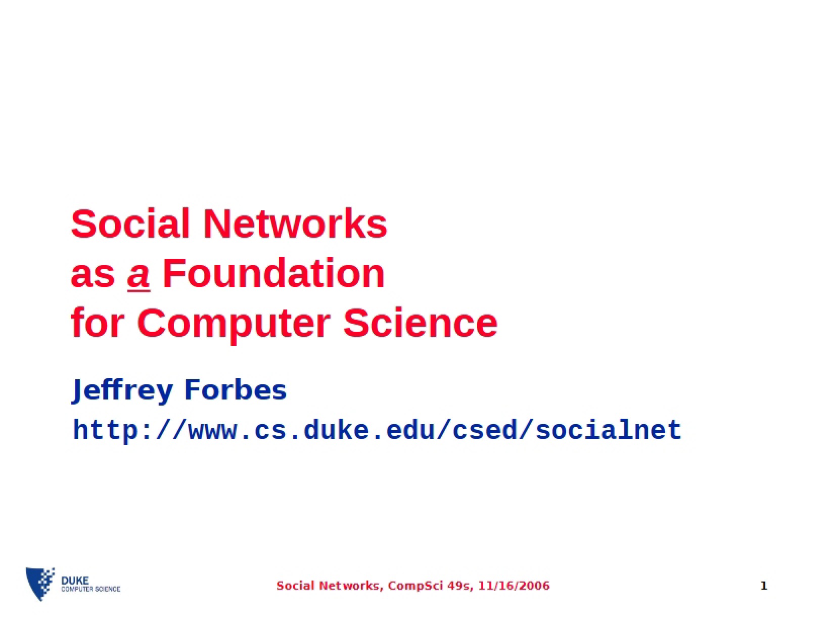 CS Foundation Social Networks