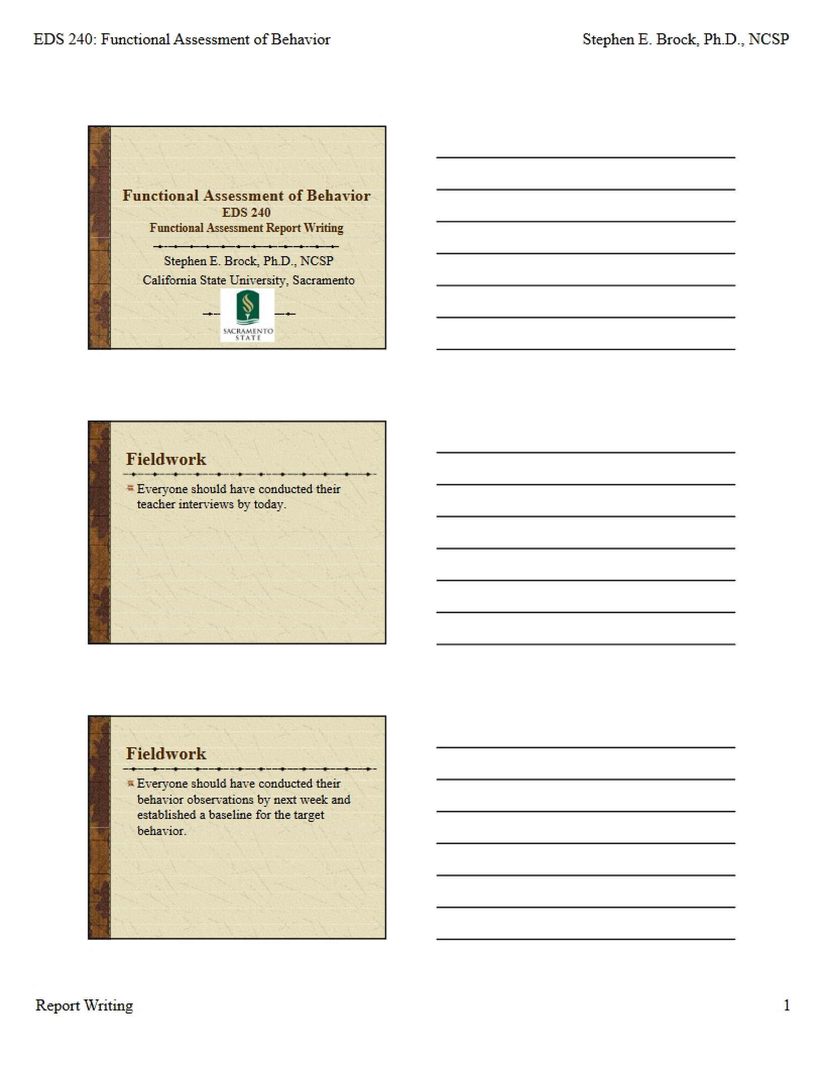 Report Writing for Functional Assessment