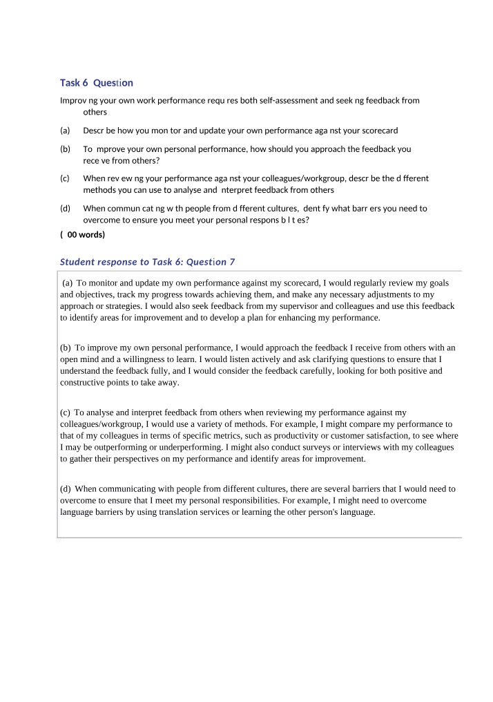 Work Performance Monitoring, Feedback, and Cultural Improvement