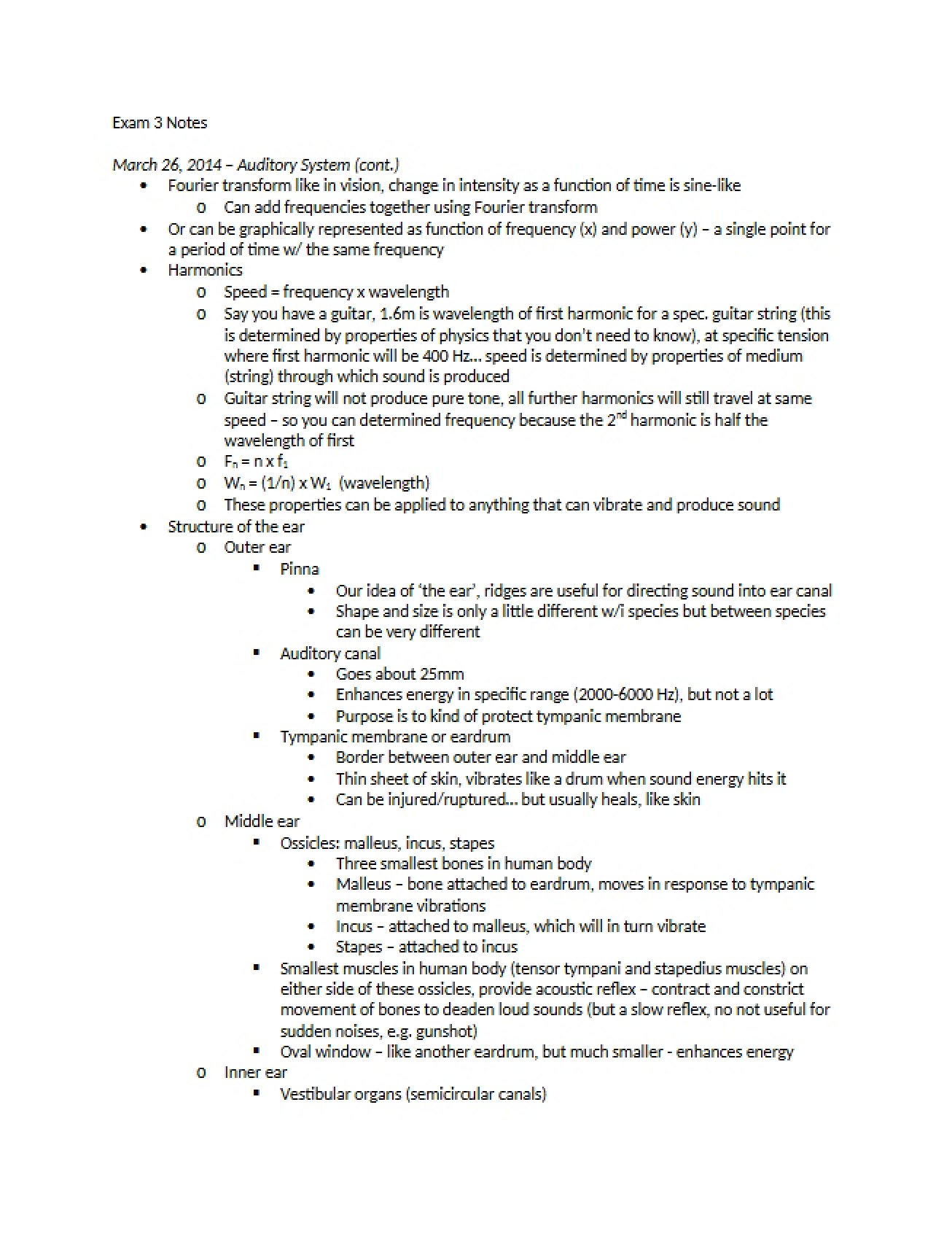 Notes for Third Exam