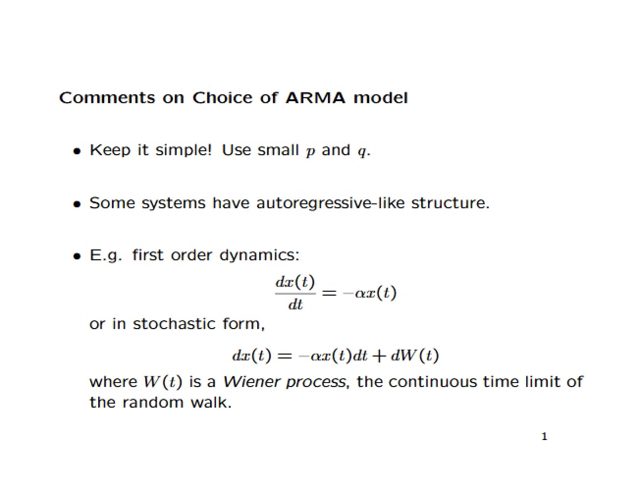 ARMA Model Choice Comments