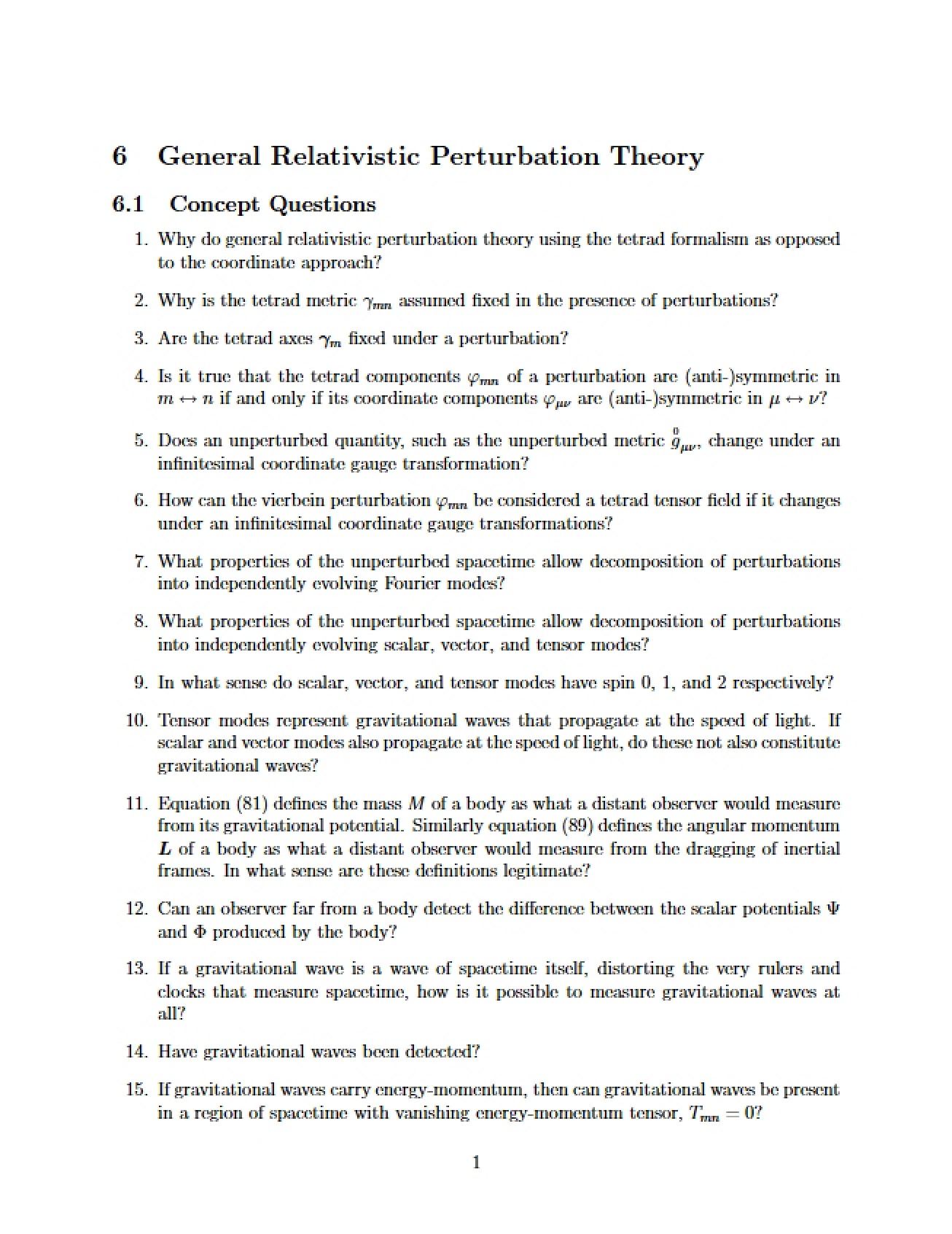 General Relativistic Perturbation Theory