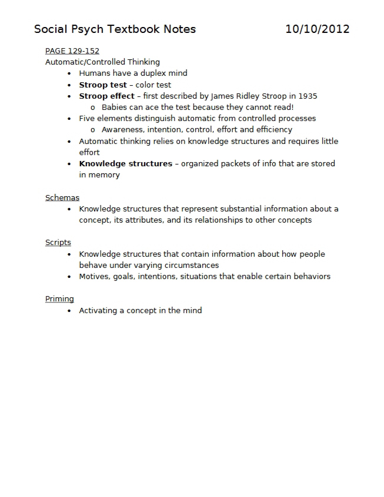 Textbook Notes for Social Psych