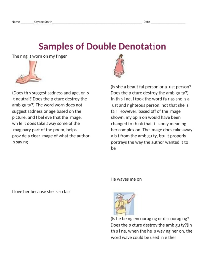 Worksheet on Double Denotation